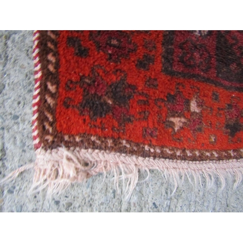 187 - Turkish Pure Wool Runner Burgundy with Pattern Decoration Approximately 9ft Long x 3ft 6 Inches Wide