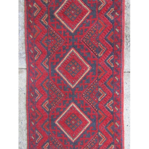 188 - Afgan Mishwani Runner Pure Wool Rug Burgundy Ground 270cm x 75cm