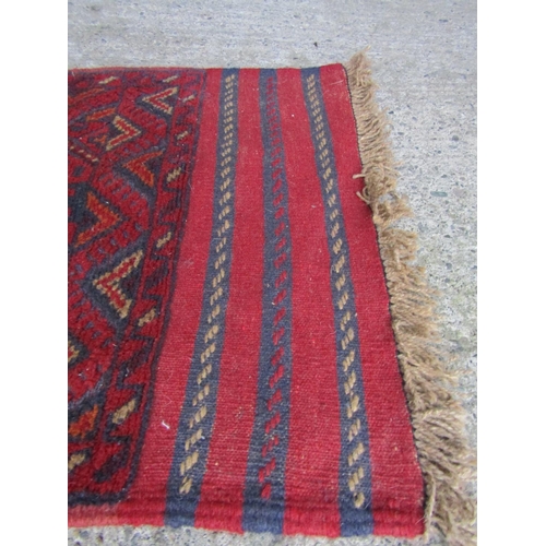 188 - Afgan Mishwani Runner Pure Wool Rug Burgundy Ground 270cm x 75cm