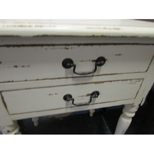 19 - Painted Two Drawer Side Table Turned Supports Approximately 20 Inches Wide