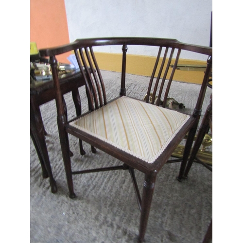 193 - Pair of Edwardian Mahogany Inlaid Mahogany Corner Armchairs by Todd Burns and Co Ltd of Dublin Good ... 