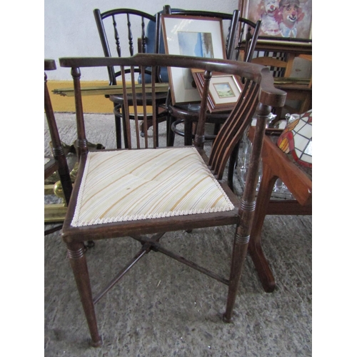 193 - Pair of Edwardian Mahogany Inlaid Mahogany Corner Armchairs by Todd Burns and Co Ltd of Dublin Good ... 