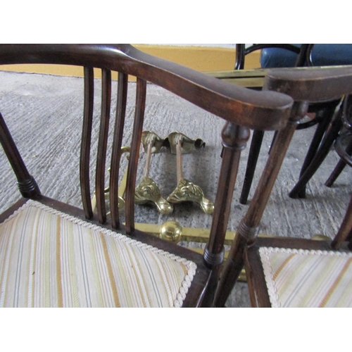 193 - Pair of Edwardian Mahogany Inlaid Mahogany Corner Armchairs by Todd Burns and Co Ltd of Dublin Good ... 