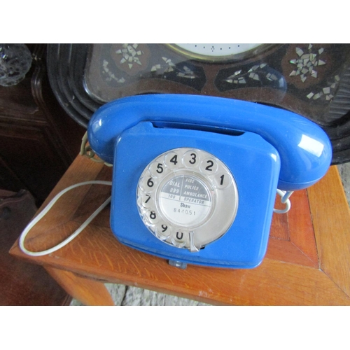 194 - Vintage Blue Phone Finger Dial Working Order