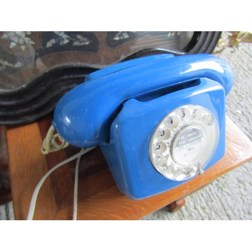 194 - Vintage Blue Phone Finger Dial Working Order