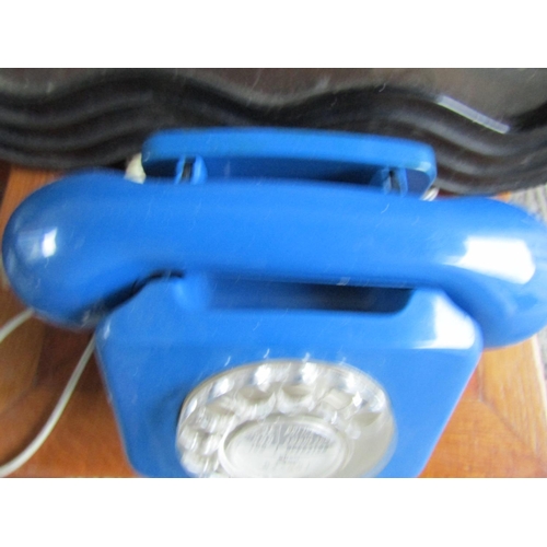 194 - Vintage Blue Phone Finger Dial Working Order