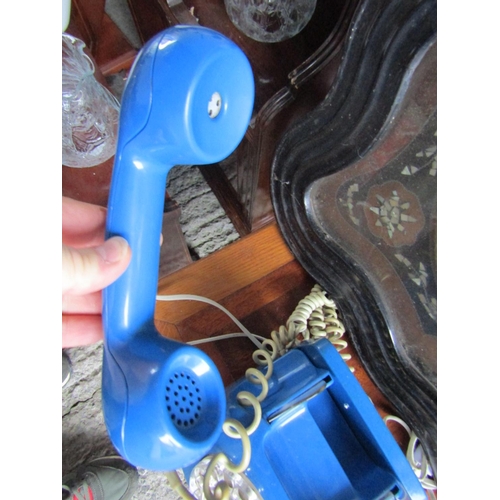 194 - Vintage Blue Phone Finger Dial Working Order