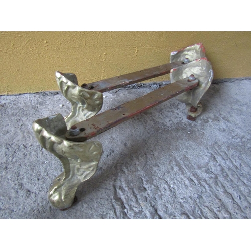 196 - Pair of Cast Brass Claw and Ball Bath Feet Each 18cm High x 14cm Wide Fitted Two Crossbars