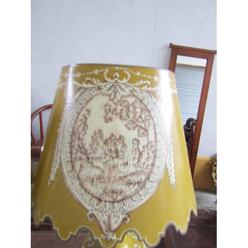 197 - Pair of Yellow Ground Toleware Urn Form Table Lamps Each Approximately 24 Inches High Electrified Go... 