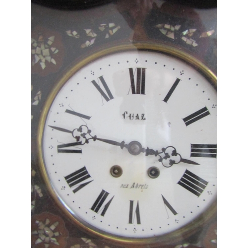 198 - Victorian Wall Clock Roman Numerical Decorated Dial Mother of Pearl Inlaid Decoration Approximately ... 