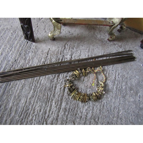 199 - Collection of Cast Brass Stair Rods with Matching Rod Eyes Cast Brass Quantity as Photographed