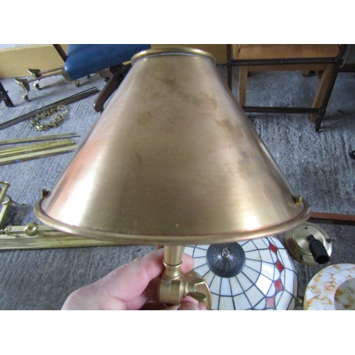 205 - Antique Cast Brass Wall Mounted Arm Light with Cast Brass Shade Approximately 14 Inches High