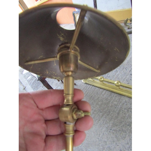 205 - Antique Cast Brass Wall Mounted Arm Light with Cast Brass Shade Approximately 14 Inches High