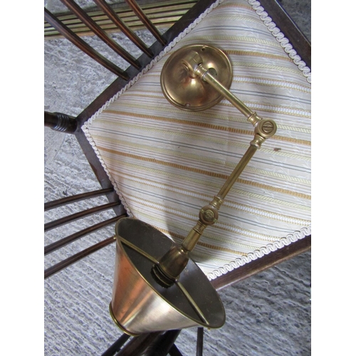 205 - Antique Cast Brass Wall Mounted Arm Light with Cast Brass Shade Approximately 14 Inches High