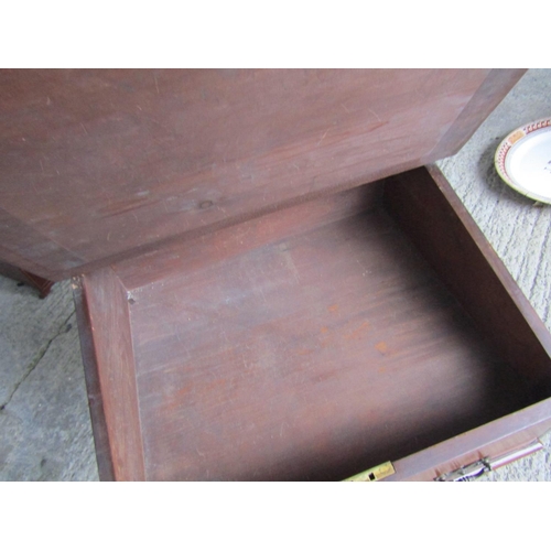 207 - Mahogany Table Top Desk with Brass Fittings Twin Drawers to Base Hinged Top Approximately 20 Inches ... 