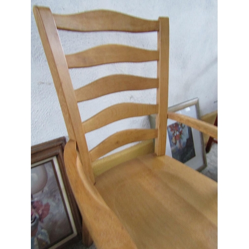 213 - Kitchen Carver Armchair Solid Oak Good Construction