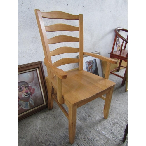 213 - Kitchen Carver Armchair Solid Oak Good Construction