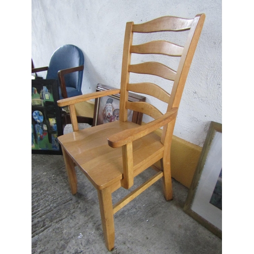 213 - Kitchen Carver Armchair Solid Oak Good Construction