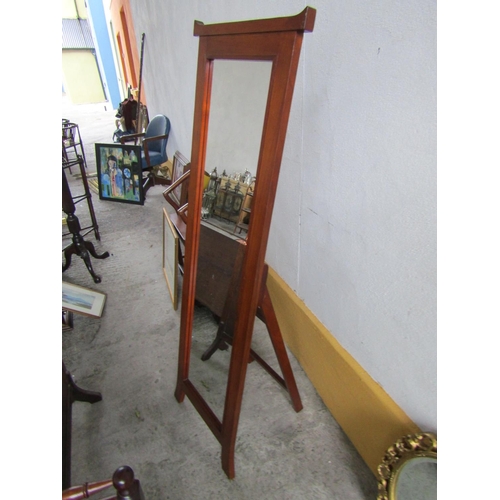 215 - Hardwood Cheval Floor Mirror Restrained Design Approximately 6ft High x 16 Inches Wide