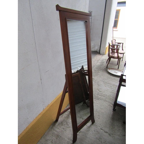 215 - Hardwood Cheval Floor Mirror Restrained Design Approximately 6ft High x 16 Inches Wide