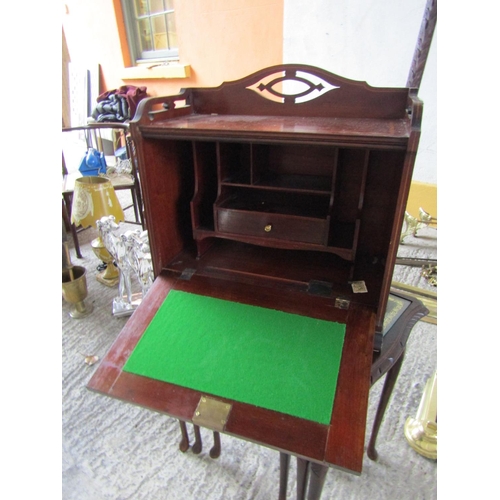 217 - Edwardian Mahogany Satinwood Crossbanded Travel Desk with Fold Out Front Fitted with Interior Attrac... 