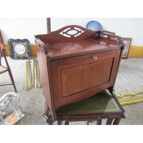 217 - Edwardian Mahogany Satinwood Crossbanded Travel Desk with Fold Out Front Fitted with Interior Attrac... 