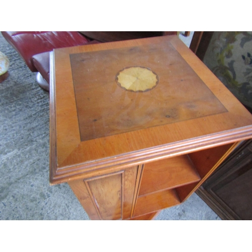 220 - Yew Wood Crossbanded and Burr Maple Revolving Floor Bookcase 24 Inches High Approximately x 16 Inche... 