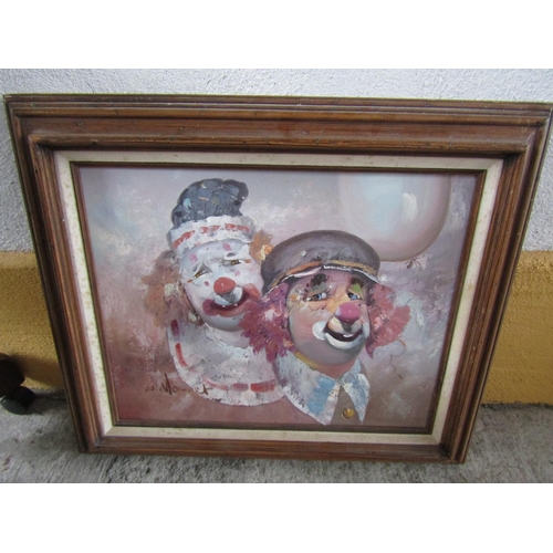 221 - William Moninet Two Clowns Oil on Canvas 18 Inches High x 22 Inches Wide Contained within Gilded Fra... 