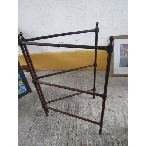 222 - George III Mahogany Turned Twin Folding Towel Rail Turned Form