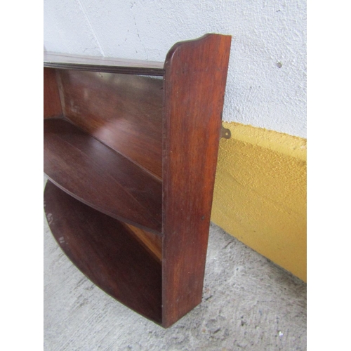 223 - Regency Bow Front Hanging Wall Shelf Mahogany with Reeded Shelf Decoration Approximately 36 Inches W... 