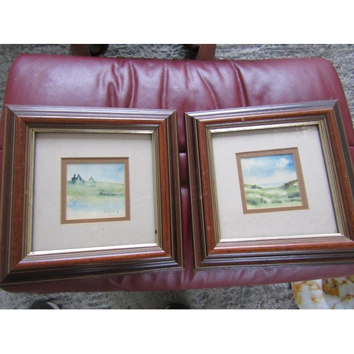 224 - Mary Pickering Pair of Watercolours Landscapes Each Approximately 5 Inches Square Signed