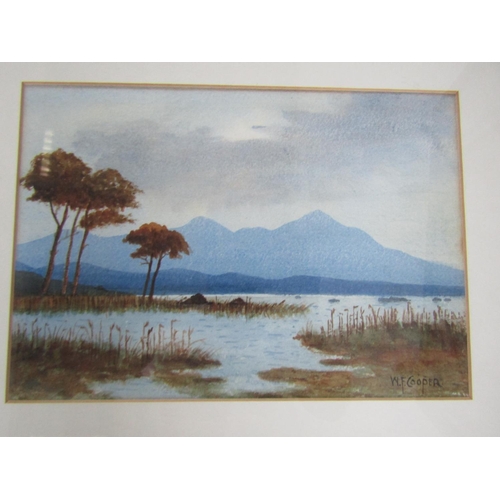 225 - William F Cooper Western Scene with Bog and Mountains Beyond Watercolour Signed Lower Right Approxim... 