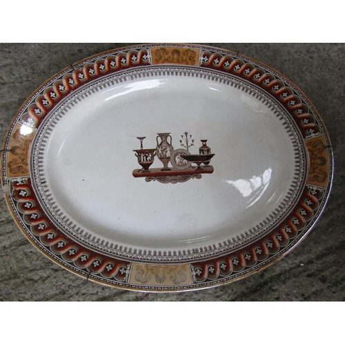 232 - Large Regency Platter Greek Motifs Approximately 26 Inches Wide with Metal Wall Hanging Fitting