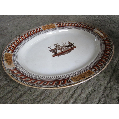 232 - Large Regency Platter Greek Motifs Approximately 26 Inches Wide with Metal Wall Hanging Fitting