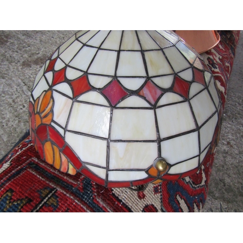 233 - Tiffany Designed Stained Glass Light Shade with Ceiling Fitting and Chains Diameter 42cm