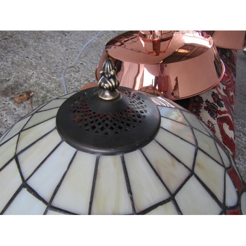 233 - Tiffany Designed Stained Glass Light Shade with Ceiling Fitting and Chains Diameter 42cm