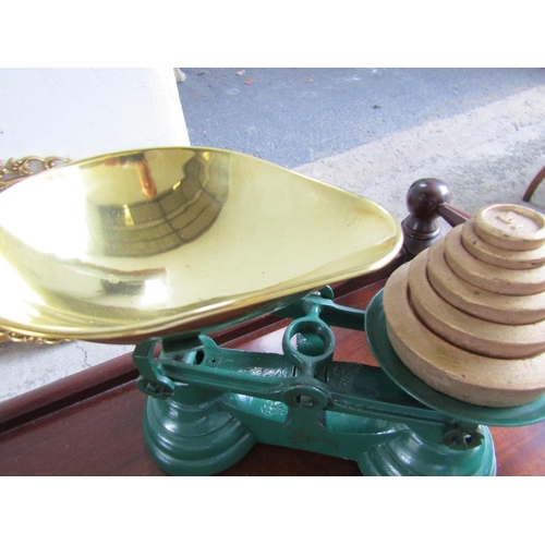 238 - Vintage Librasco Kitchen Scales with Six Graduated Weights Brass Weighing Scoop