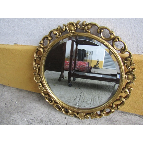 240 - Vintage Circular Form Gilded Mirror 22 Inches Diameter