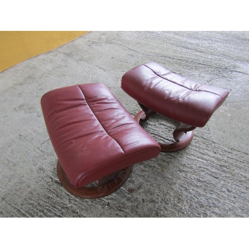 243 - Pair of Italian Burgundy Leather Upholstered Foot Rests One with Slight Damage to Edging Each 53cm W... 