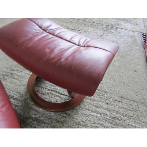 243 - Pair of Italian Burgundy Leather Upholstered Foot Rests One with Slight Damage to Edging Each 53cm W... 