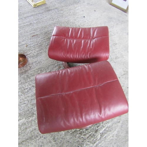 243 - Pair of Italian Burgundy Leather Upholstered Foot Rests One with Slight Damage to Edging Each 53cm W... 