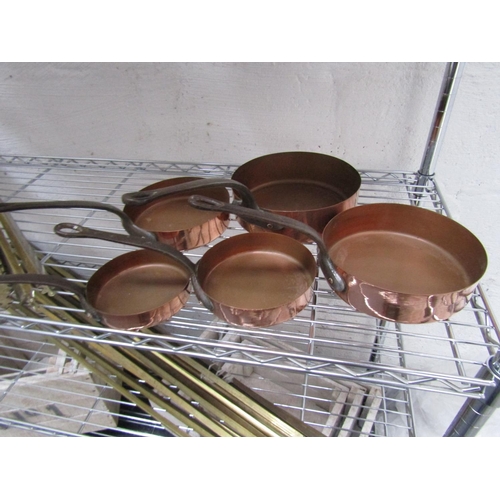 244 - Set of Five Copper Chefs Saucepans Graduated Form