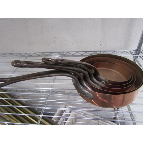 244 - Set of Five Copper Chefs Saucepans Graduated Form