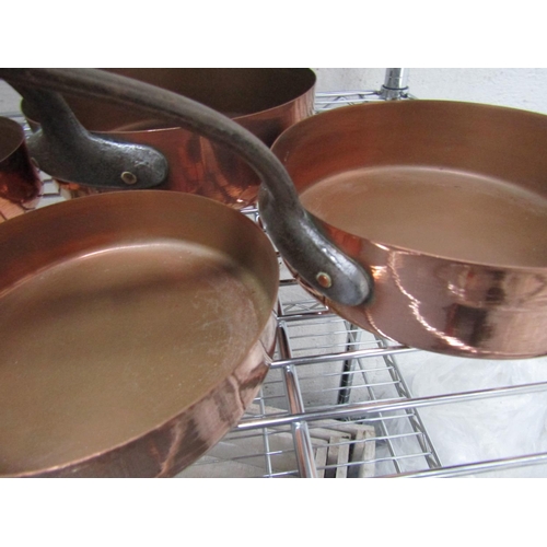 244 - Set of Five Copper Chefs Saucepans Graduated Form