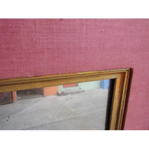 249 - Water gilded Pink Linen Mounted Rectangular Form Wall Mirror Approximately 5ft High x 20 Inches Wide