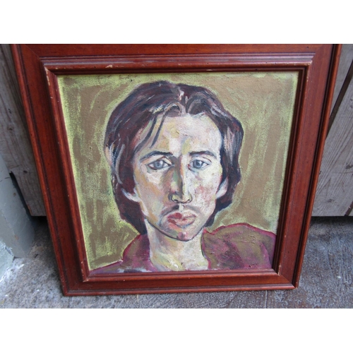 253 - Colin Sculley Portrait of Man Oil on Canvas Approximately 16 Inches High x 16 Inches Wide Signed and... 