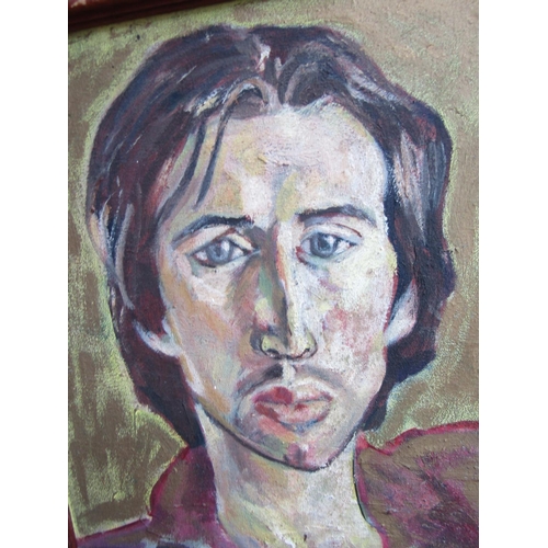 253 - Colin Sculley Portrait of Man Oil on Canvas Approximately 16 Inches High x 16 Inches Wide Signed and... 