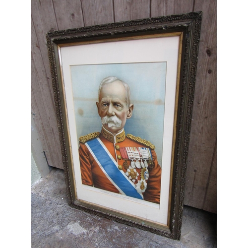 257 - Antique Military Portrait Field Marshal Lord Roberts of Kandahar Framed and Glazed Approximately 3ft... 