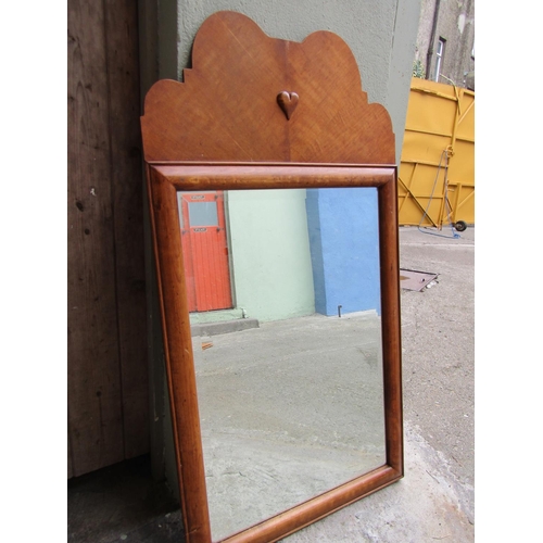 258 - Shaker American Mahogany Shaped Form Wall Mirror Approximately 4ft High x 2ft Wide