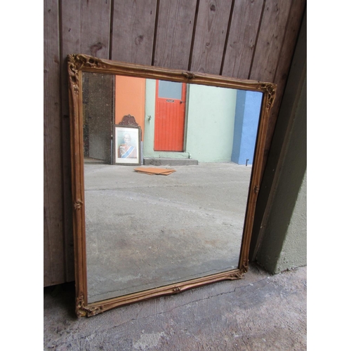 259 - Gilt Framed Wall Mirror Square Form Swept Corner Decoration